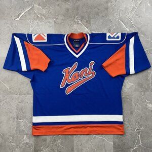 Vintage Kani Hockey Jersey Mens Large Blue Orange Hip Hop Throwback Rap Skate